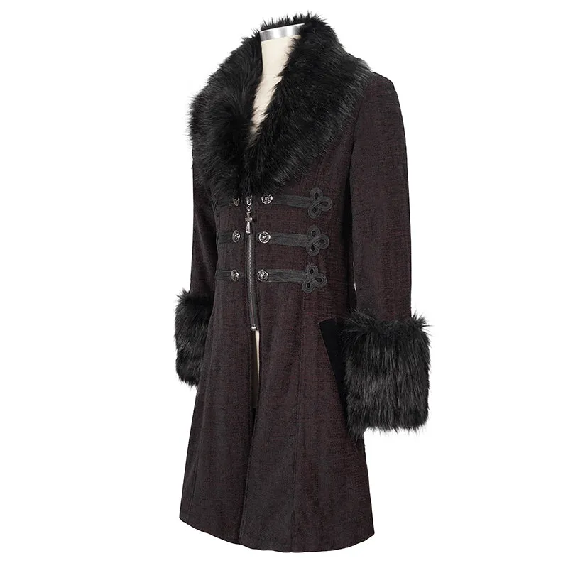 CT19002 red Gothic fur collar coat