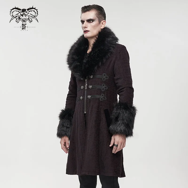 CT19002 red Gothic fur collar coat