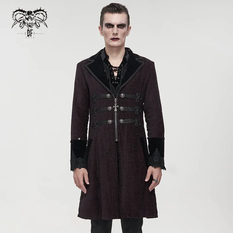 CT19002 red Gothic fur collar coat