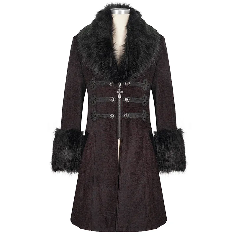 CT19002 red Gothic fur collar coat