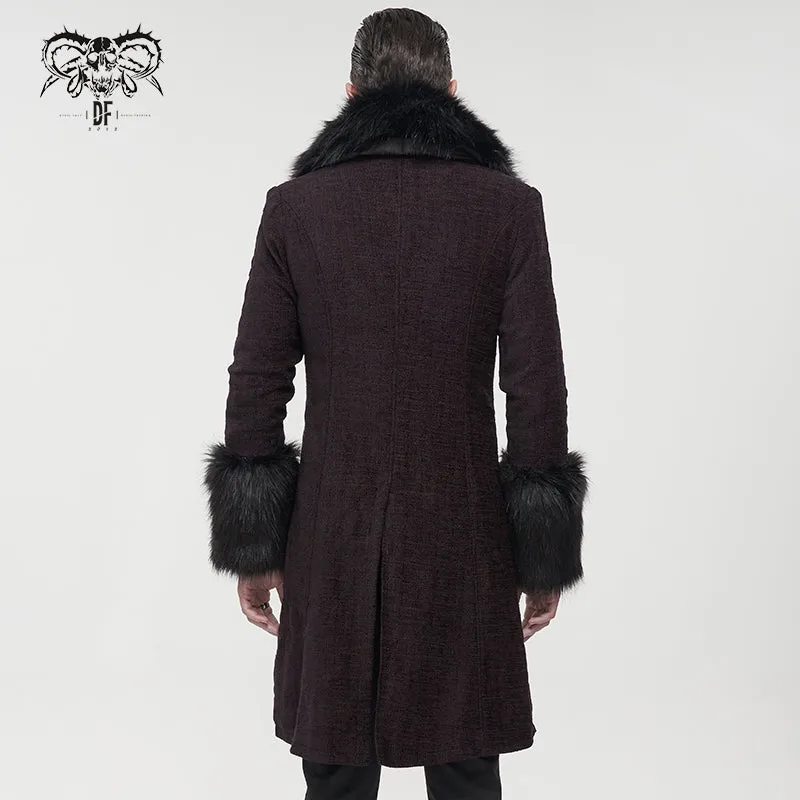 CT19002 red Gothic fur collar coat