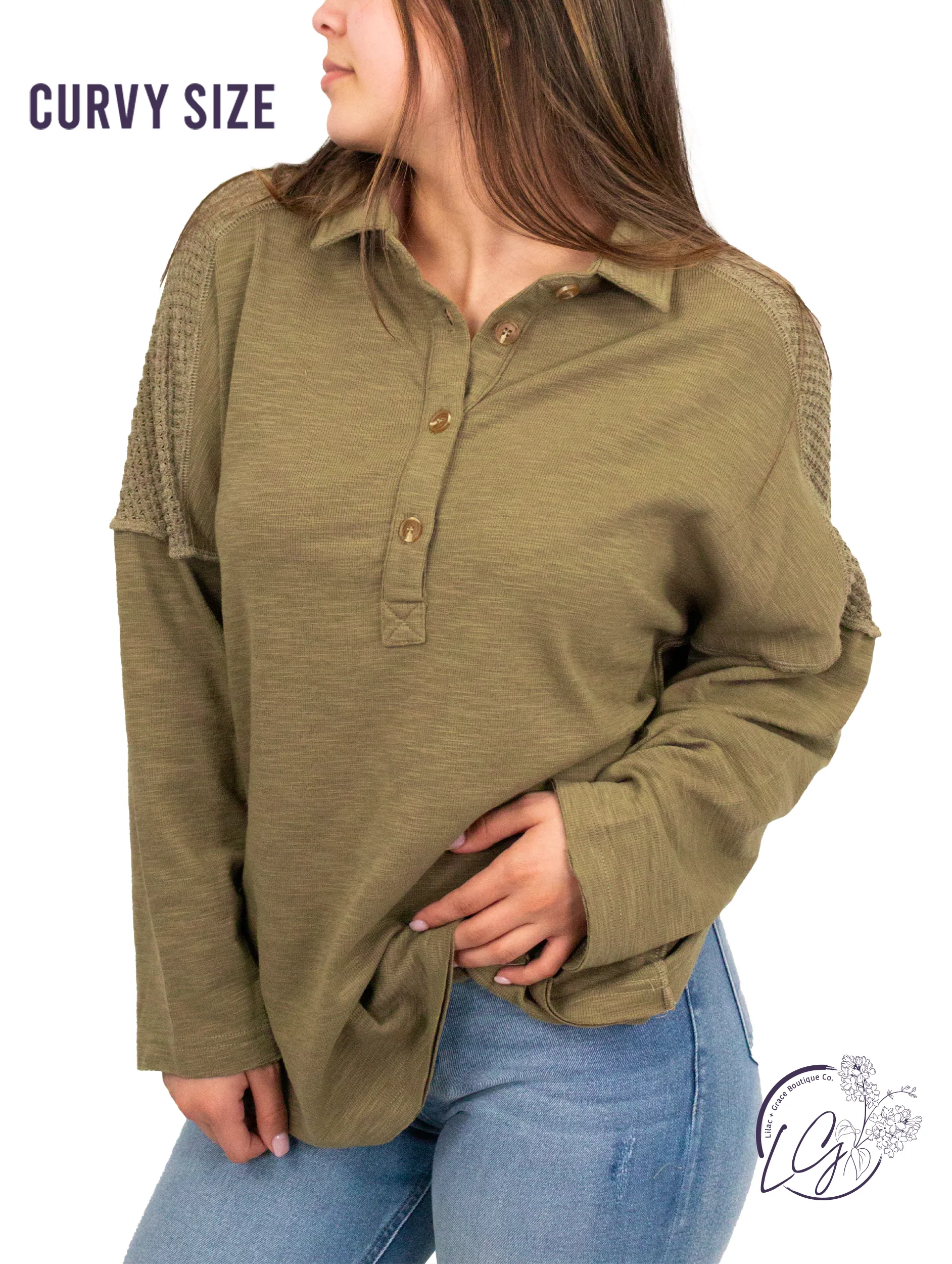 Curvy Effortless Everyday Button-Down Henley