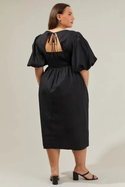 Curvy Girl Poplin Puff Sleeve Midi