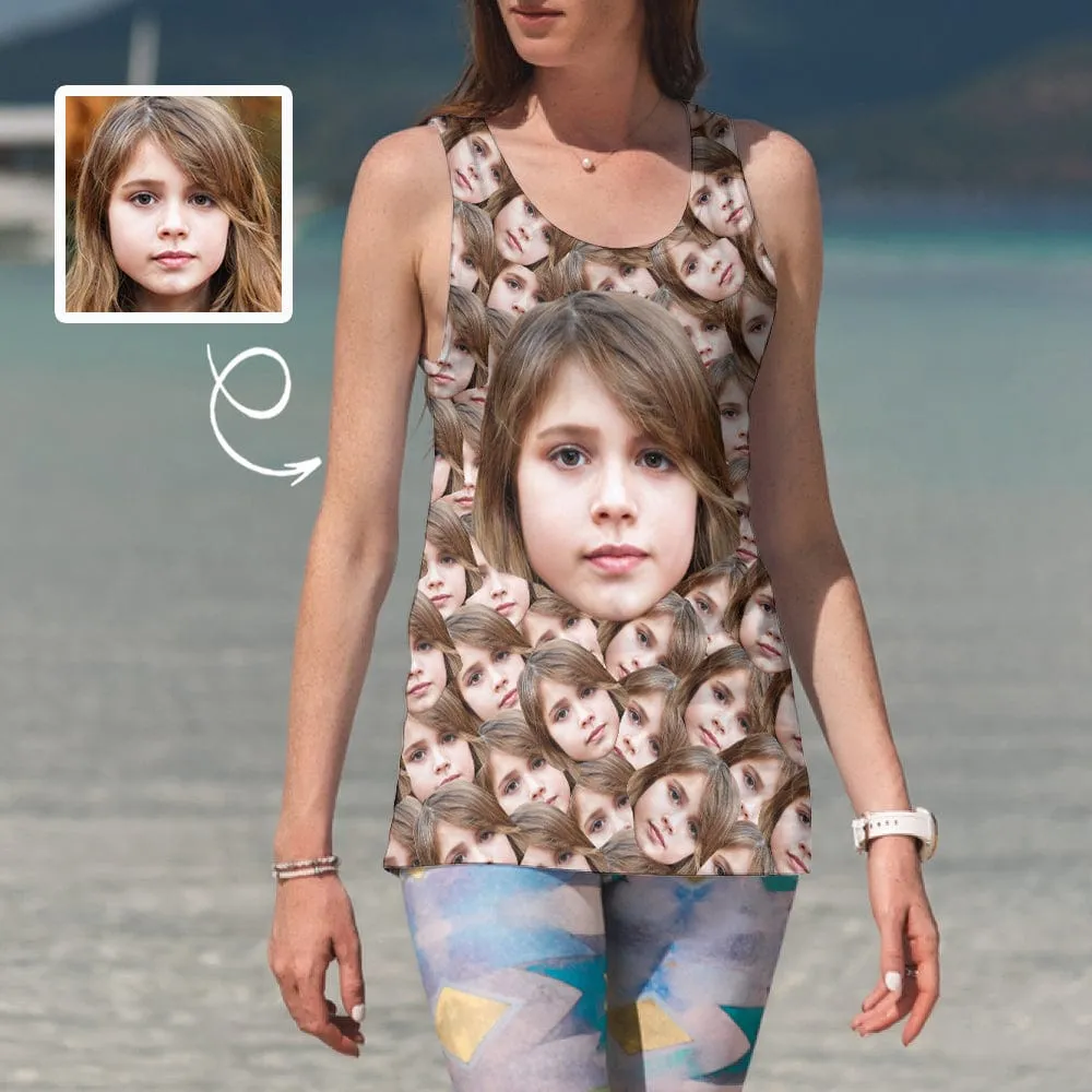 Custom Daughter Face Tops Personalized Women's All Over Print Tank Tops for Her