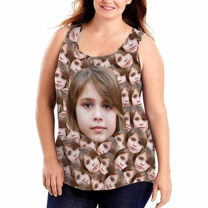 Custom Daughter Face Tops Personalized Women's All Over Print Tank Tops for Her