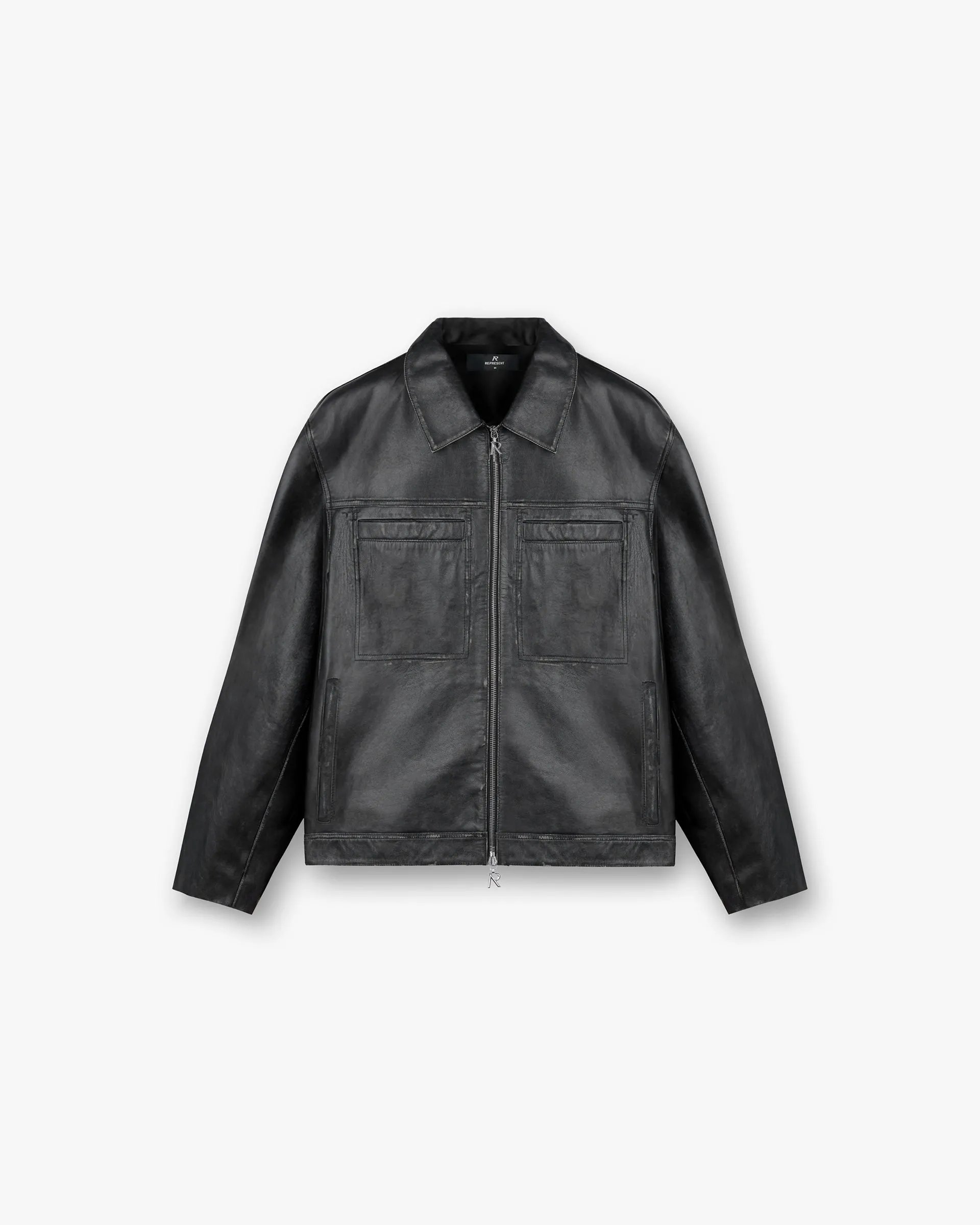 Distressed Leather Smart Jacket - Black