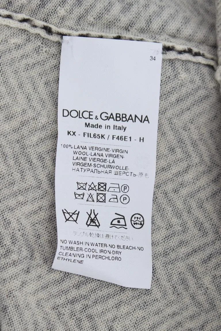 Dolce & Gabbana Black White Wool Top Cardigan Sweater