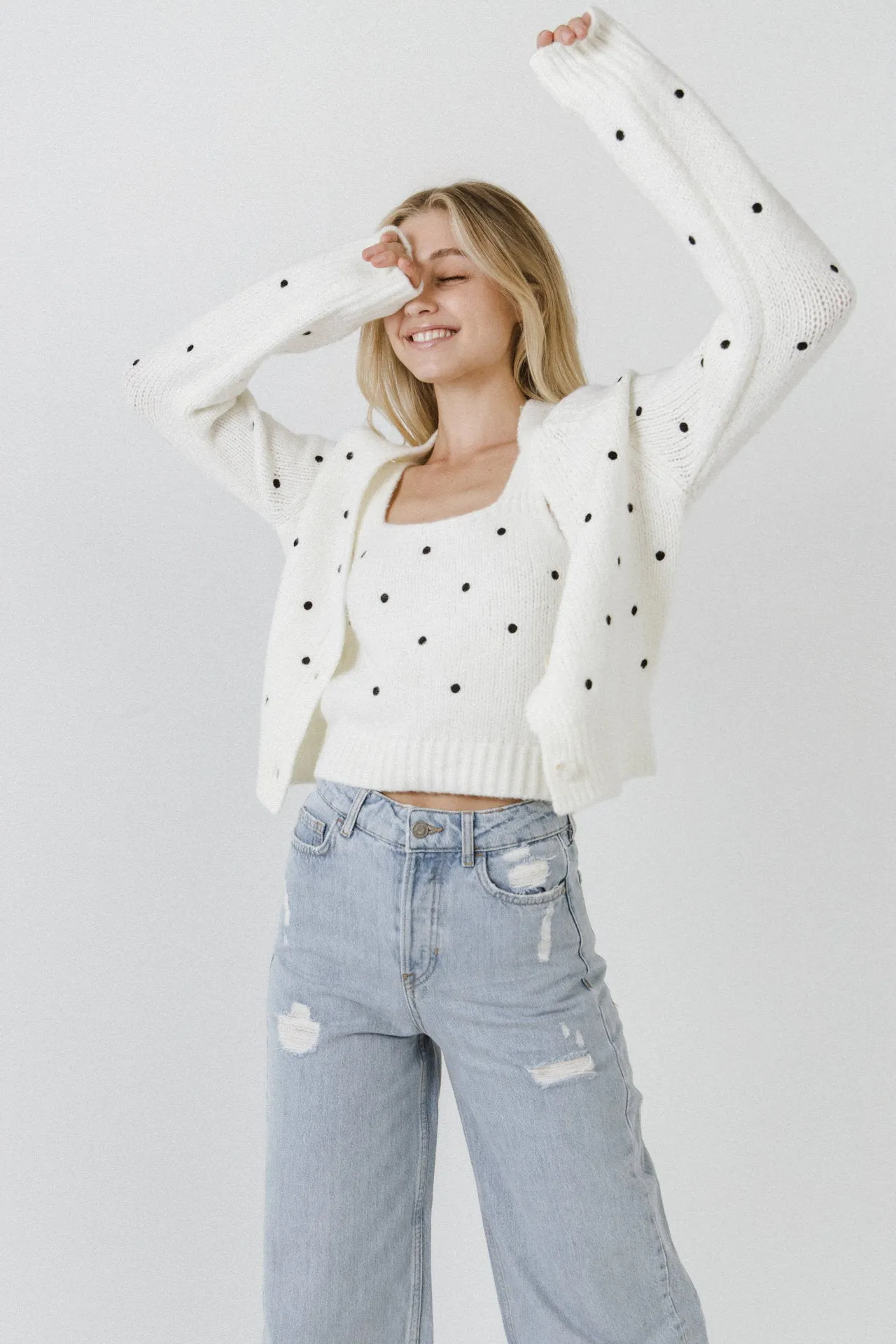 Dot Embroidered Cardigan