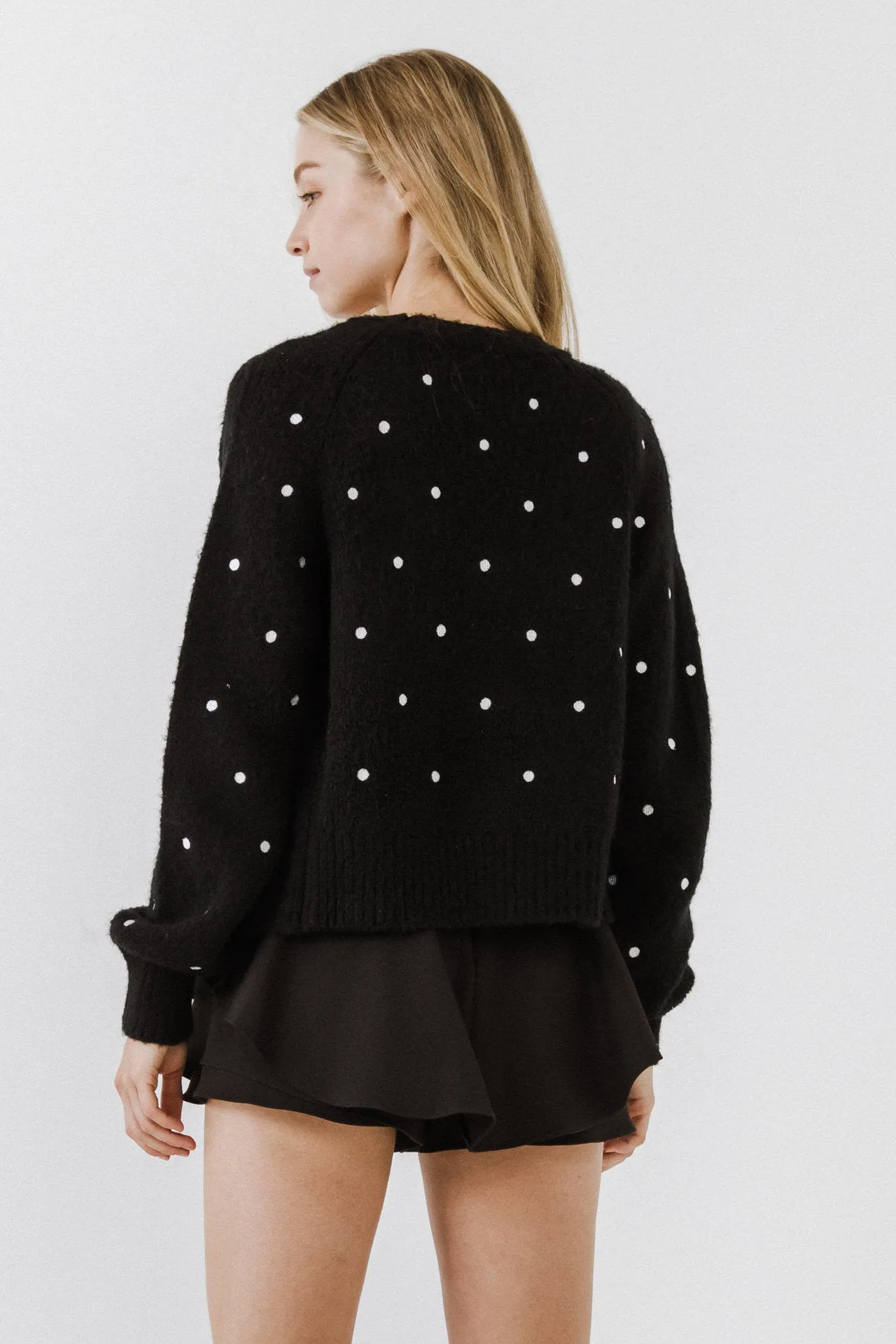 Dot Embroidered Cardigan