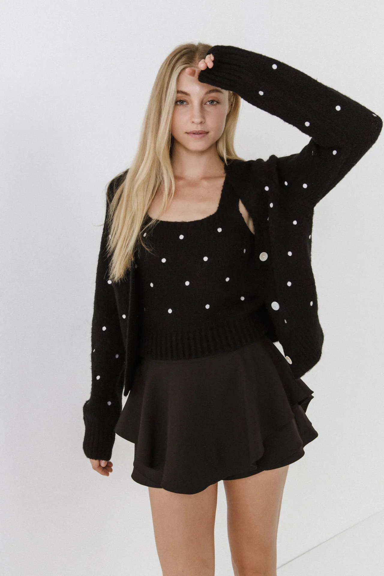 Dot Embroidered Cardigan