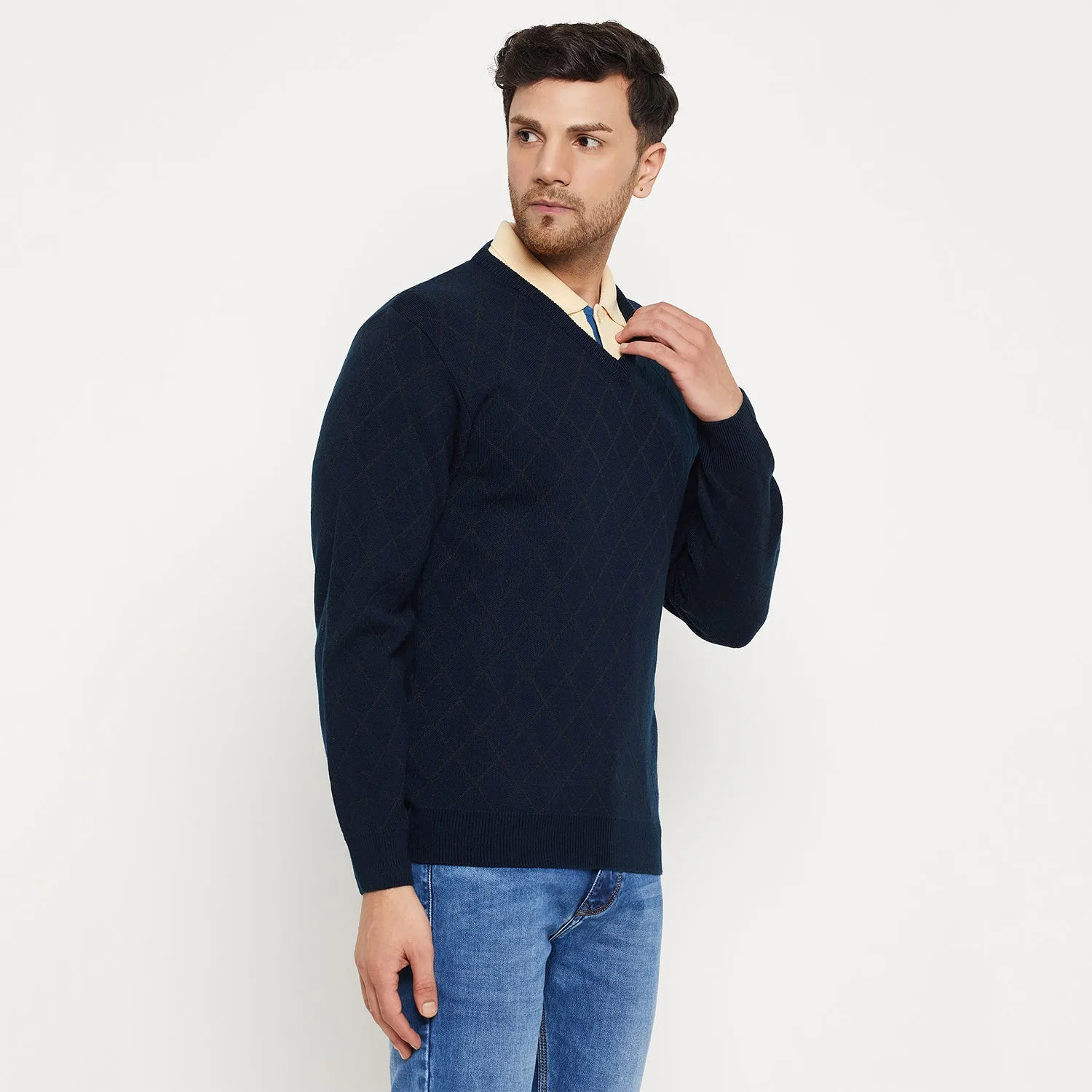 Duke Stardust Men Full Sleeve V Neck Sweater (SDS2127)