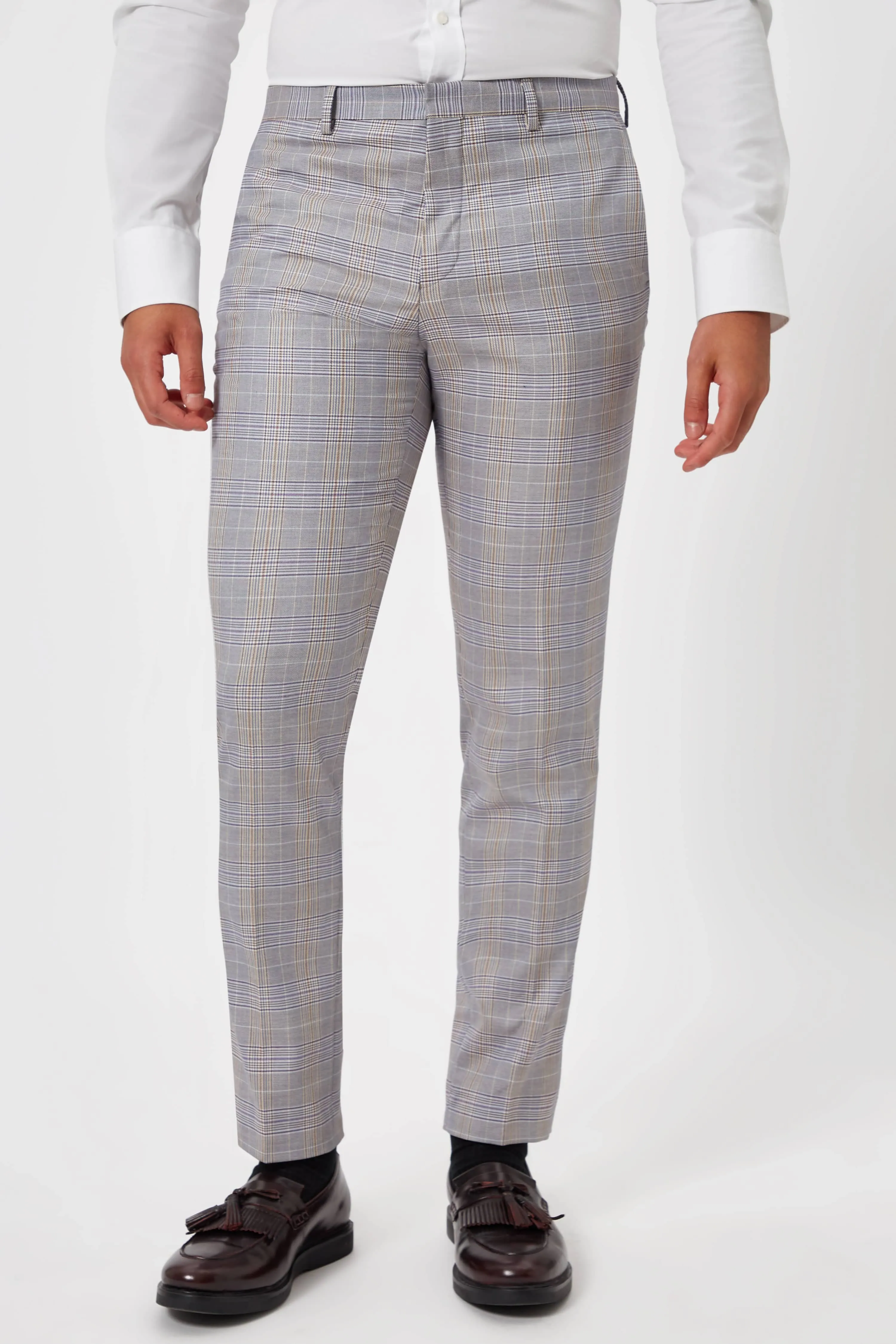 Earlswood Slim Fit Grey Check Trousers - ARCHIVE