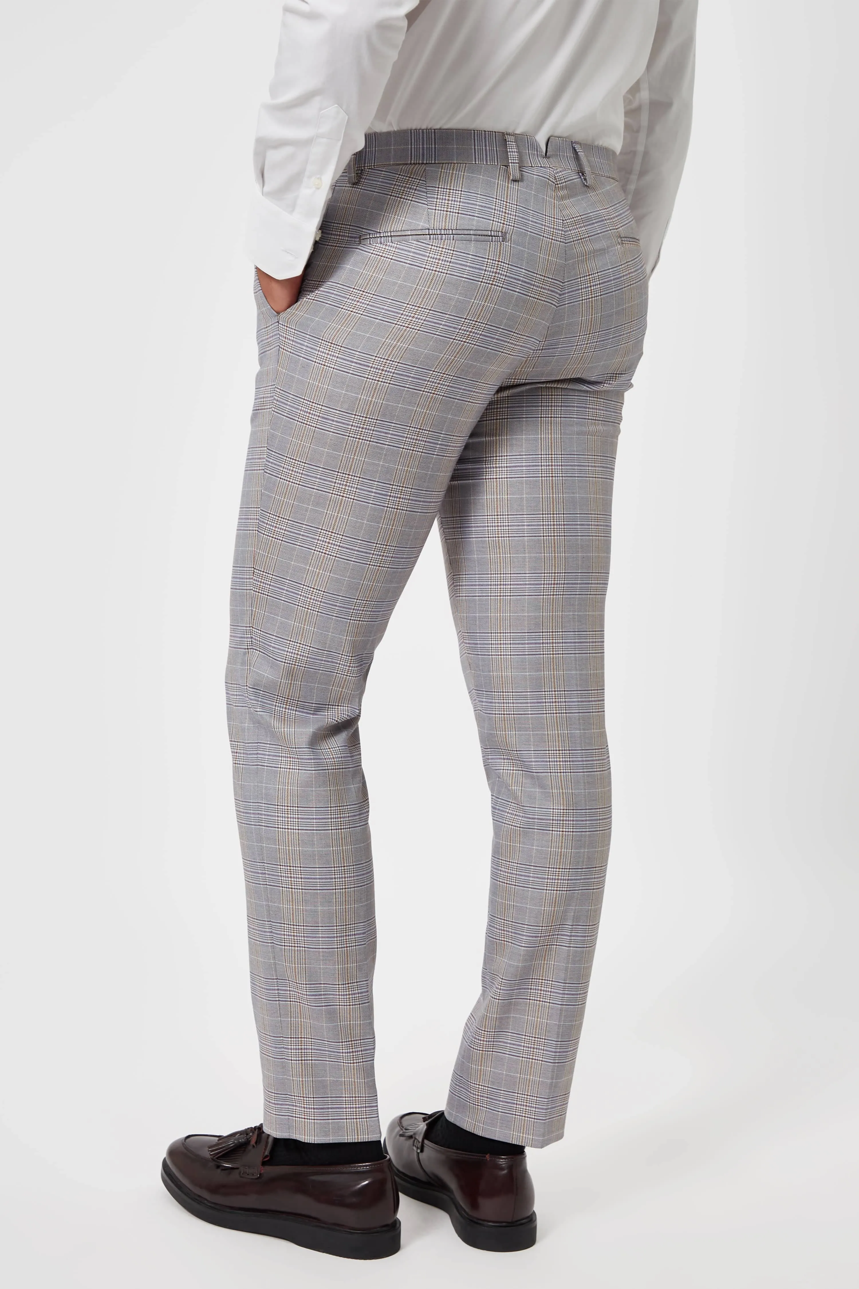 Earlswood Slim Fit Grey Check Trousers - ARCHIVE