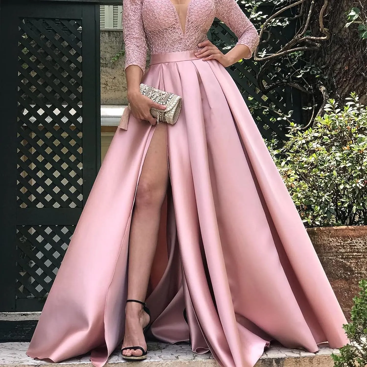 Evening Dress Women's Split Hem Long Sleeve Ball Gown Bodycon Long Dress Cocktail Party Maxi Dress Formal Occasion 024824138