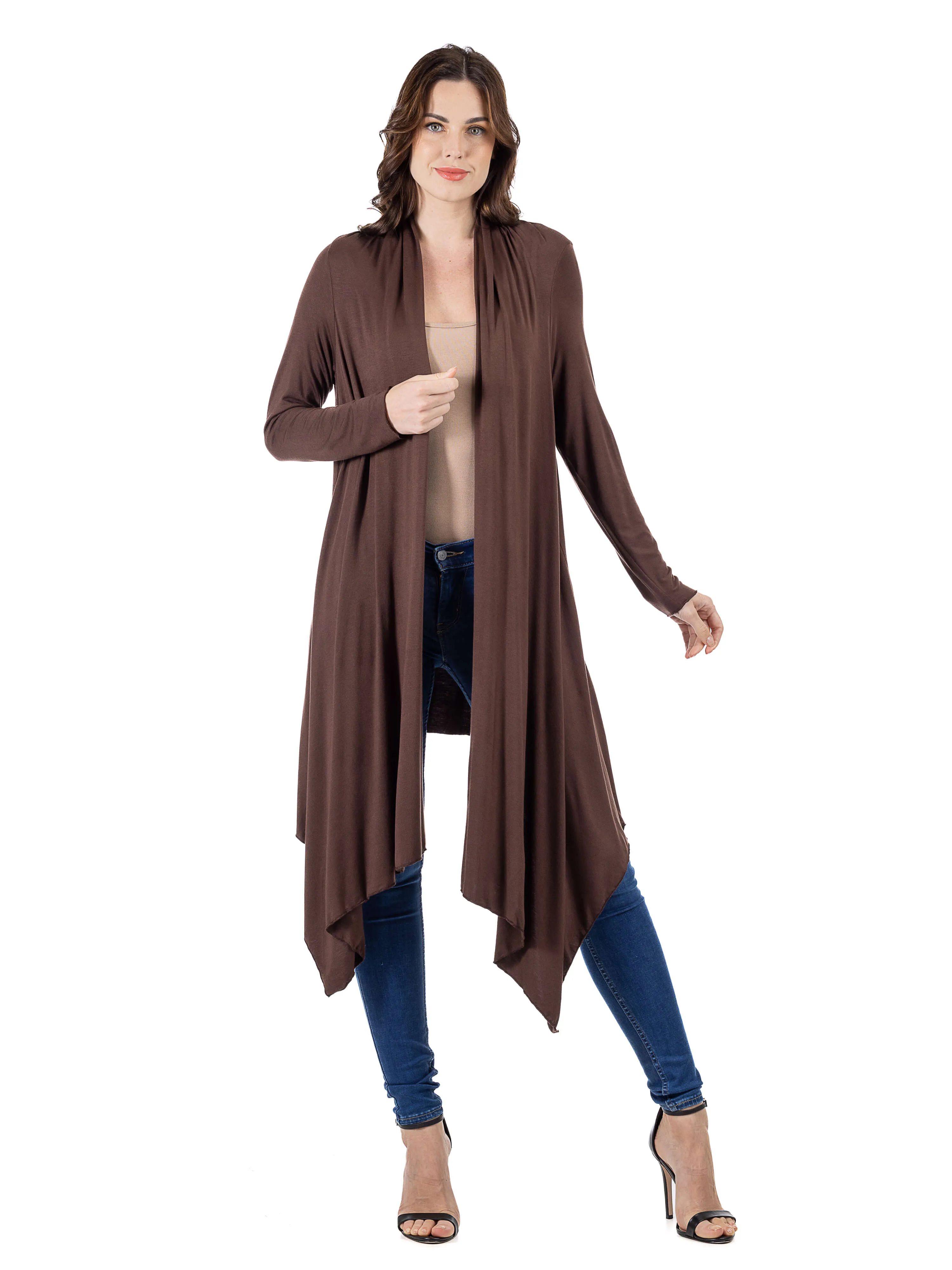 Extra Long Open Front Cardigan