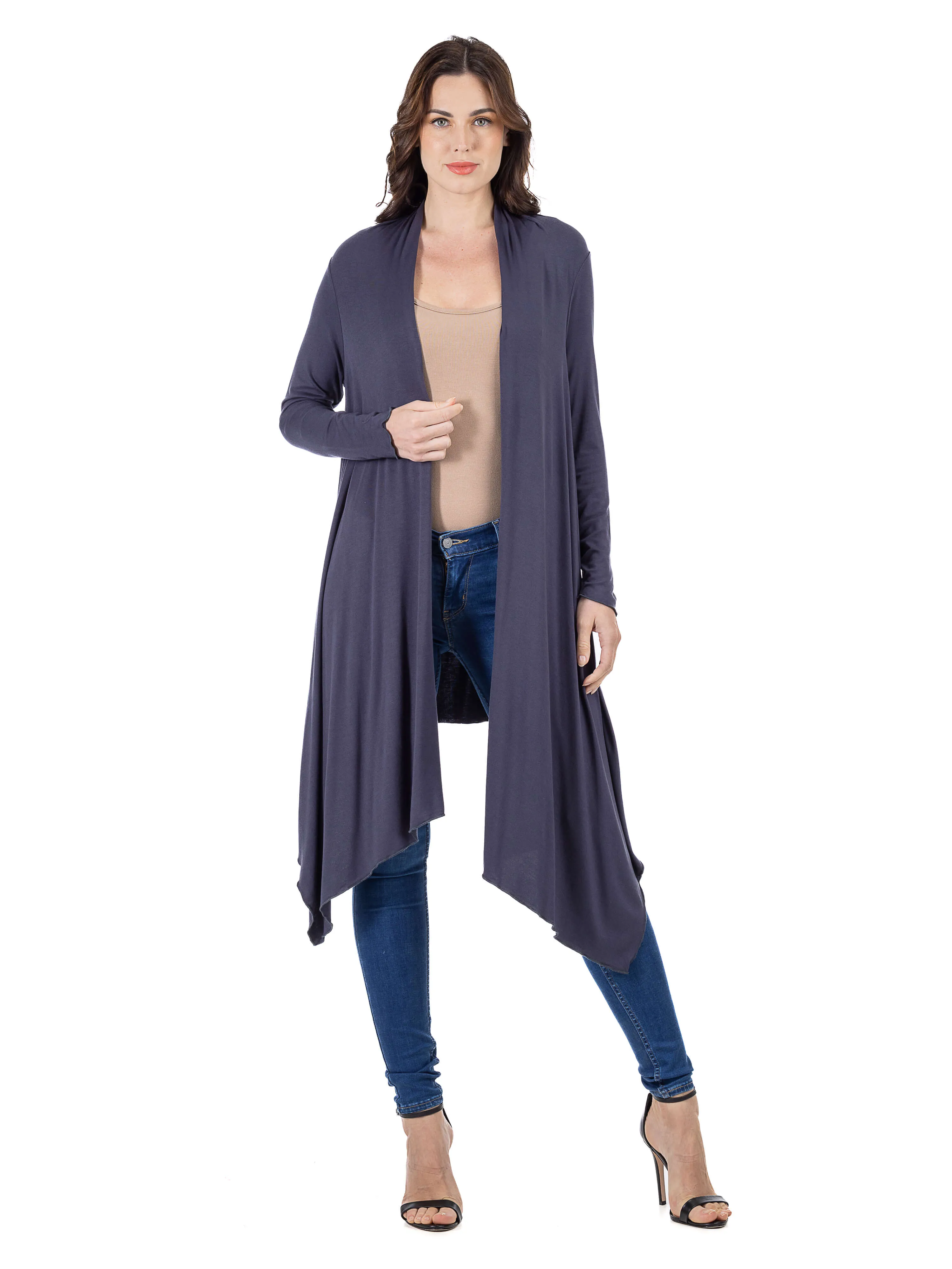 Extra Long Open Front Cardigan