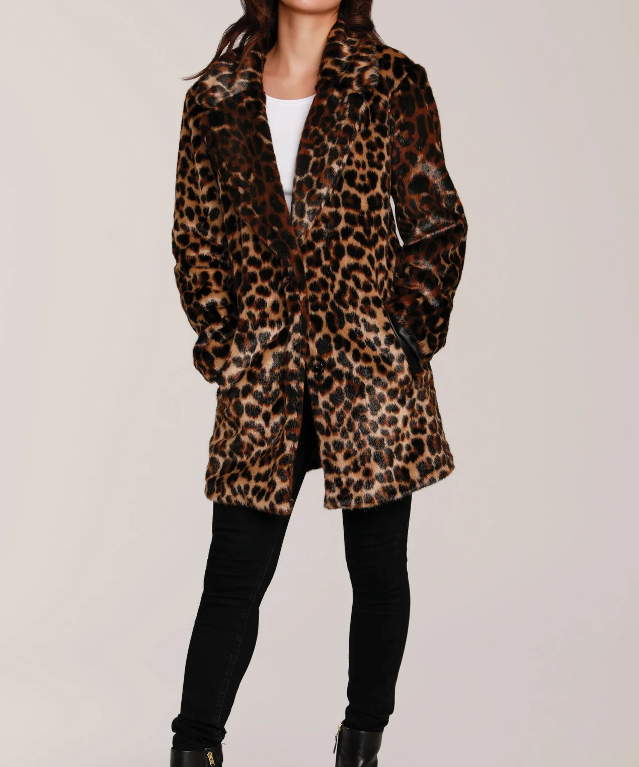 Faux Fur Leopard Coat