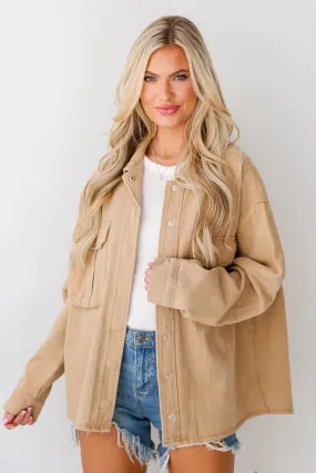 FINAL SALE - Cooler Than You Taupe Denim Jacket