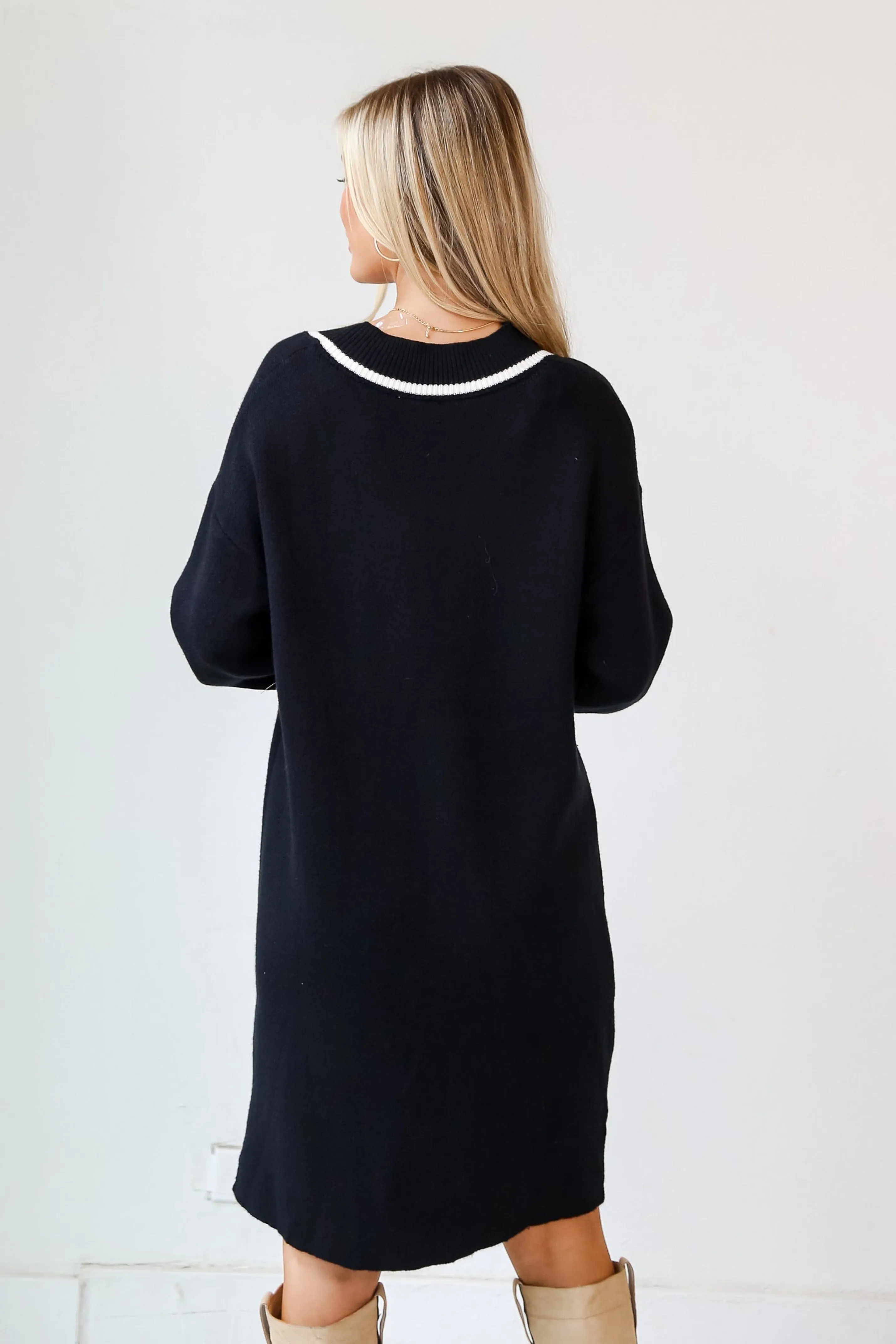 FINAL SALE - Snug As Can Be Black Mini Sweater Dress