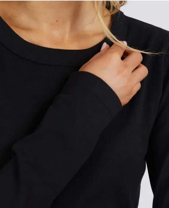 Foxwood L/S Scoop Neck Rib - Black