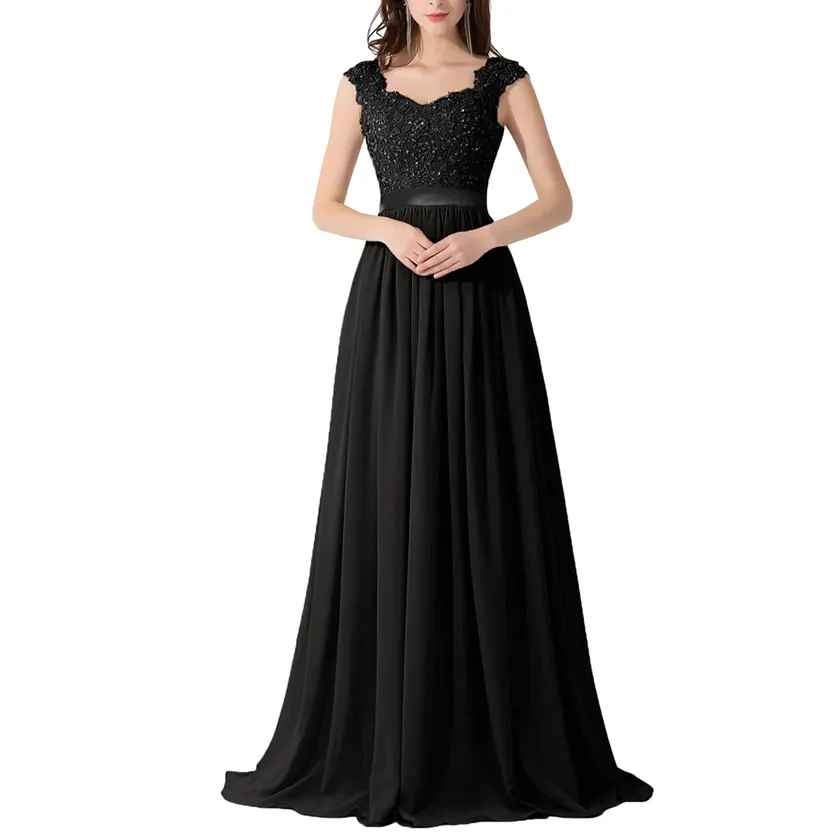 Funki Buys | Dresses | Women's Long Chiffon Satin Lace Dress