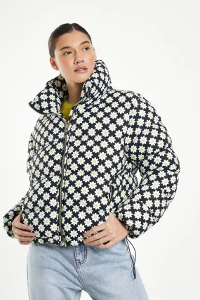 Glamorous Sixties Flower Puffa Jacket