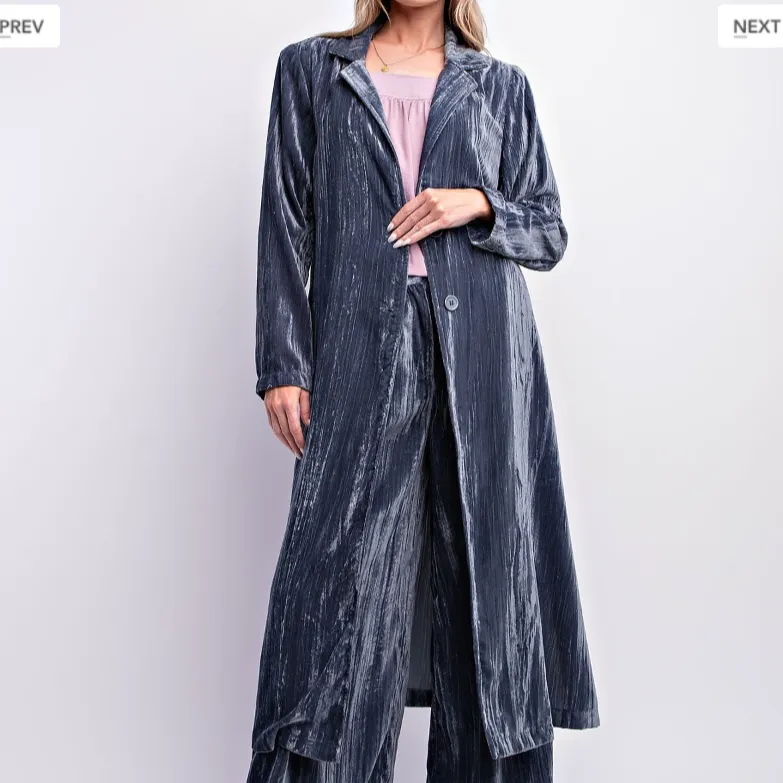 Going Far Crushed Velvet Maxi Coat