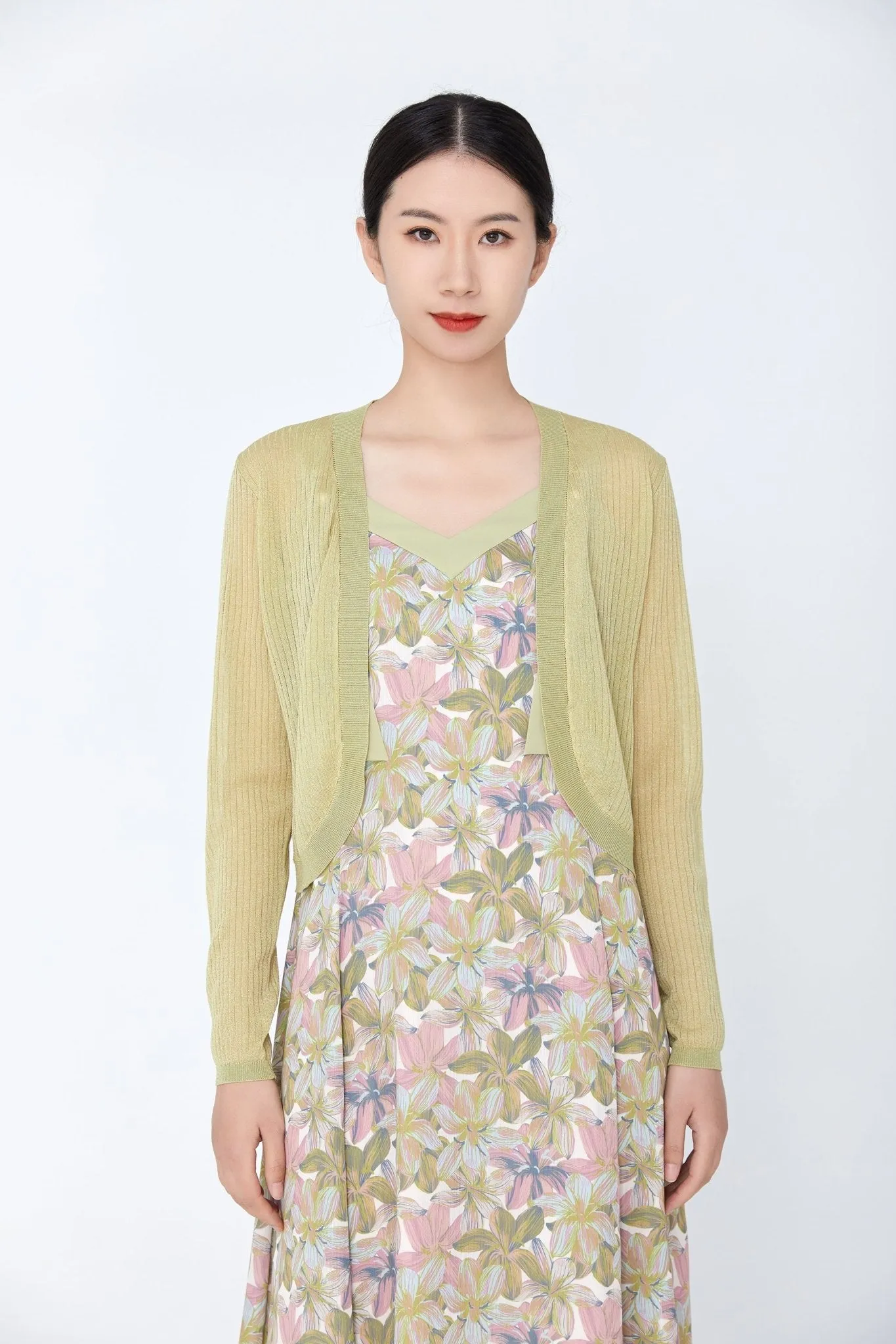 Grass Green Short Knitted Cardigan