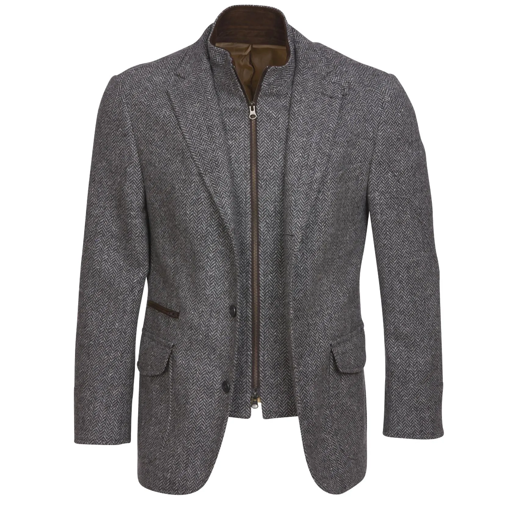 Grey Herringbone Hybrid Wool Blazer by Viyella