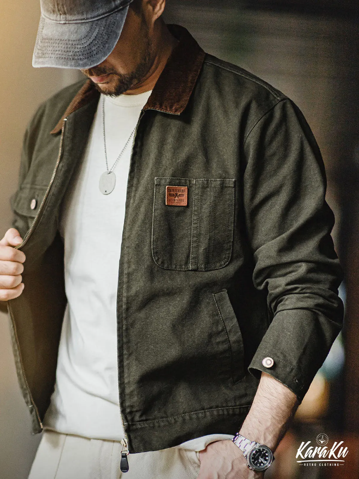 Heavyweight Corduroy Collar Canvas Detroit Jacket