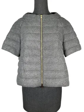 Herno Gray Textured Sequin Padded Jacket Size M