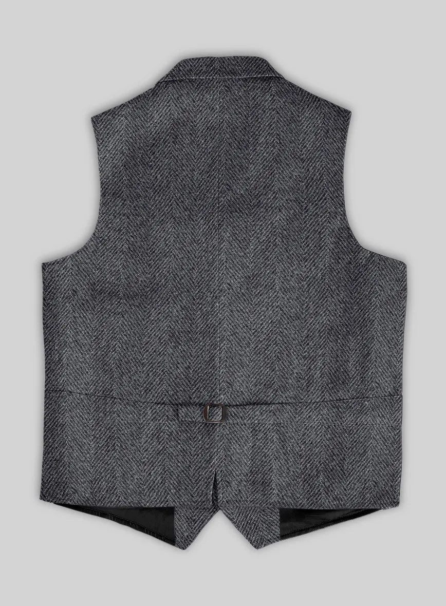 Highlander Heavy Charcoal Herringbone Tweed Hunting Vest