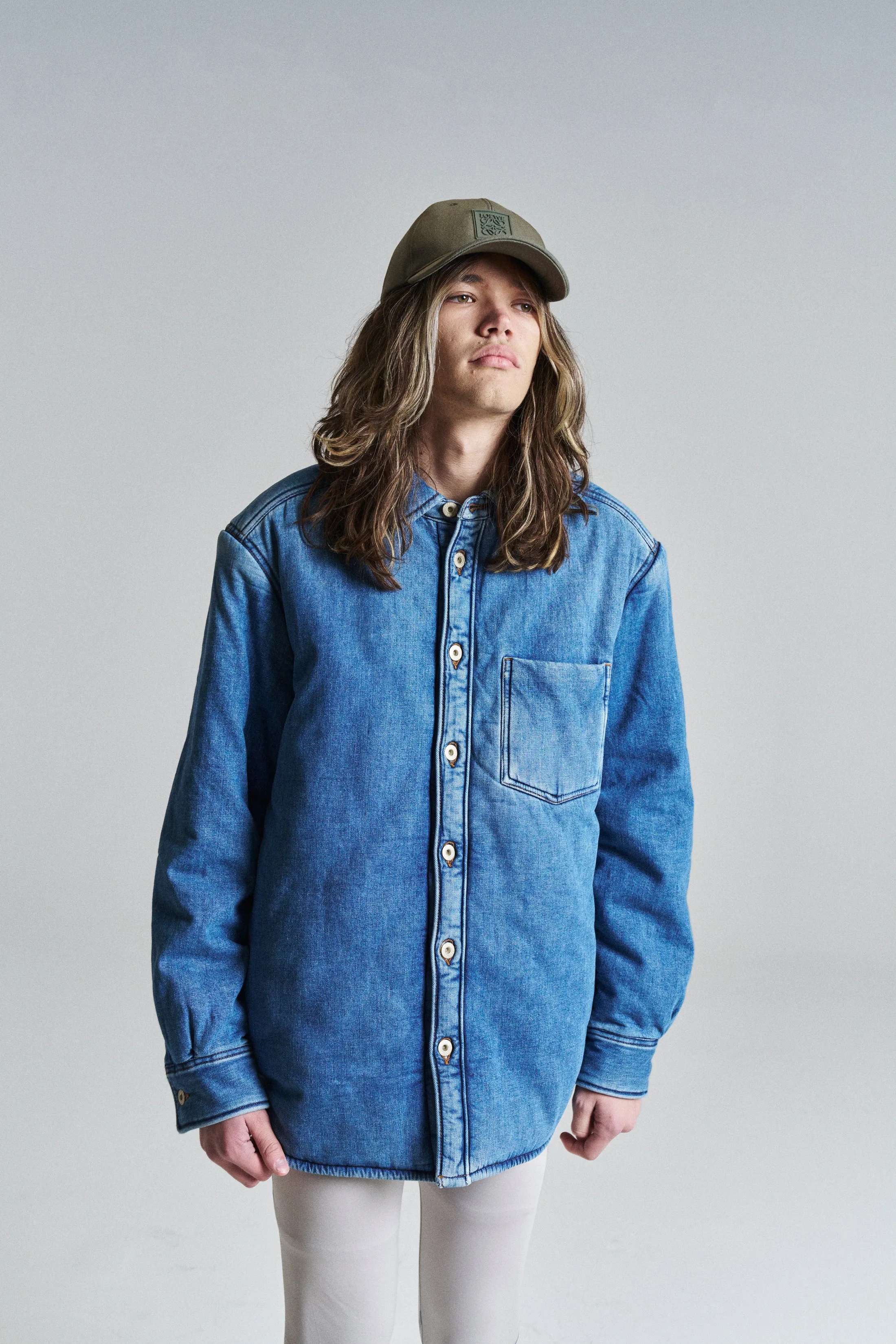 Indigo Blue Denim Puffer Shirt