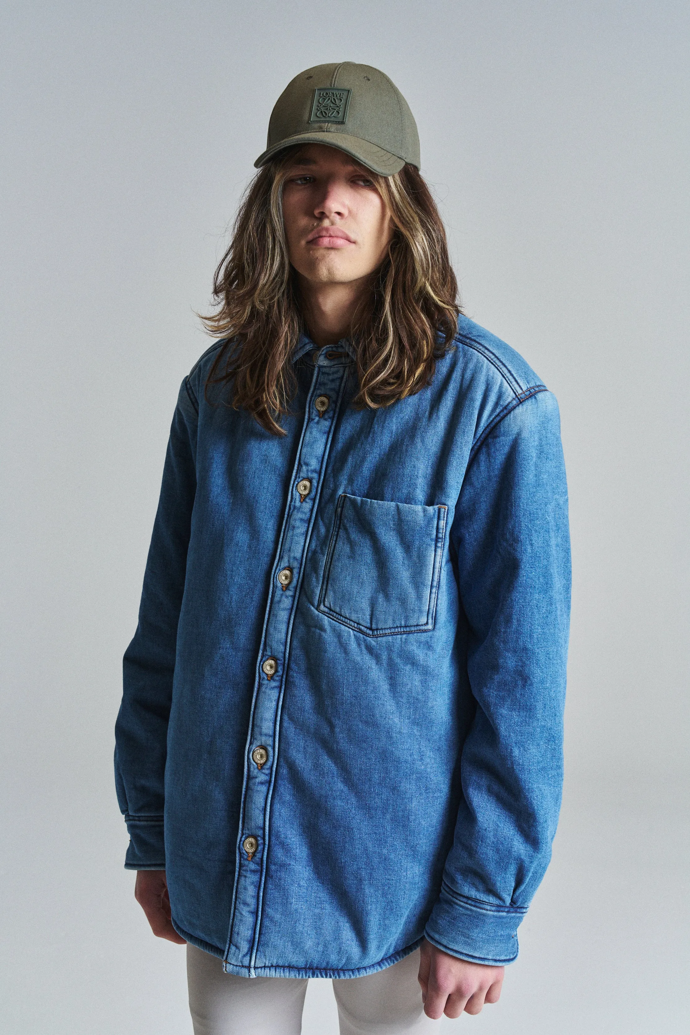 Indigo Blue Denim Puffer Shirt