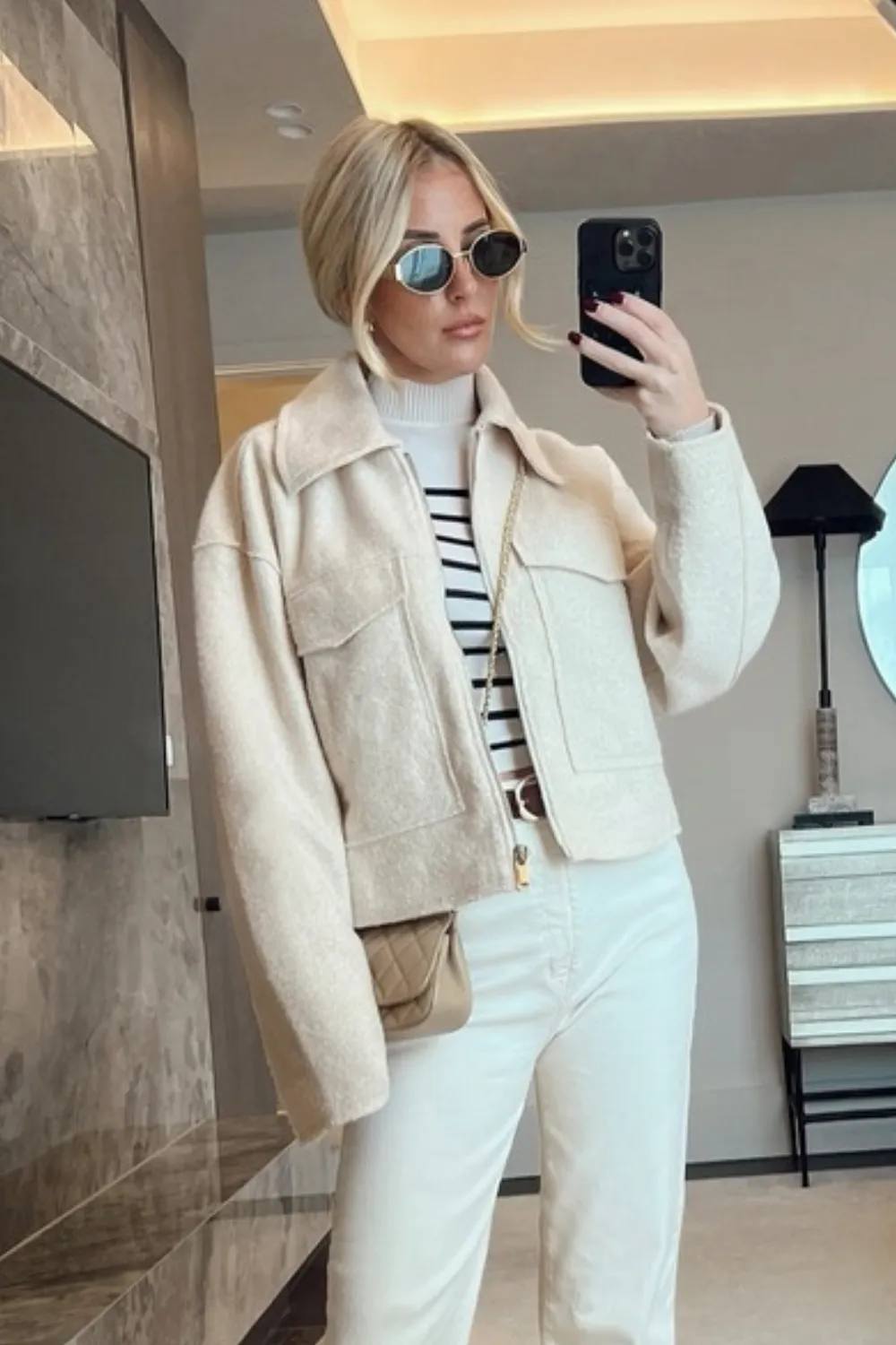 Iris cream tailored zip up jacket