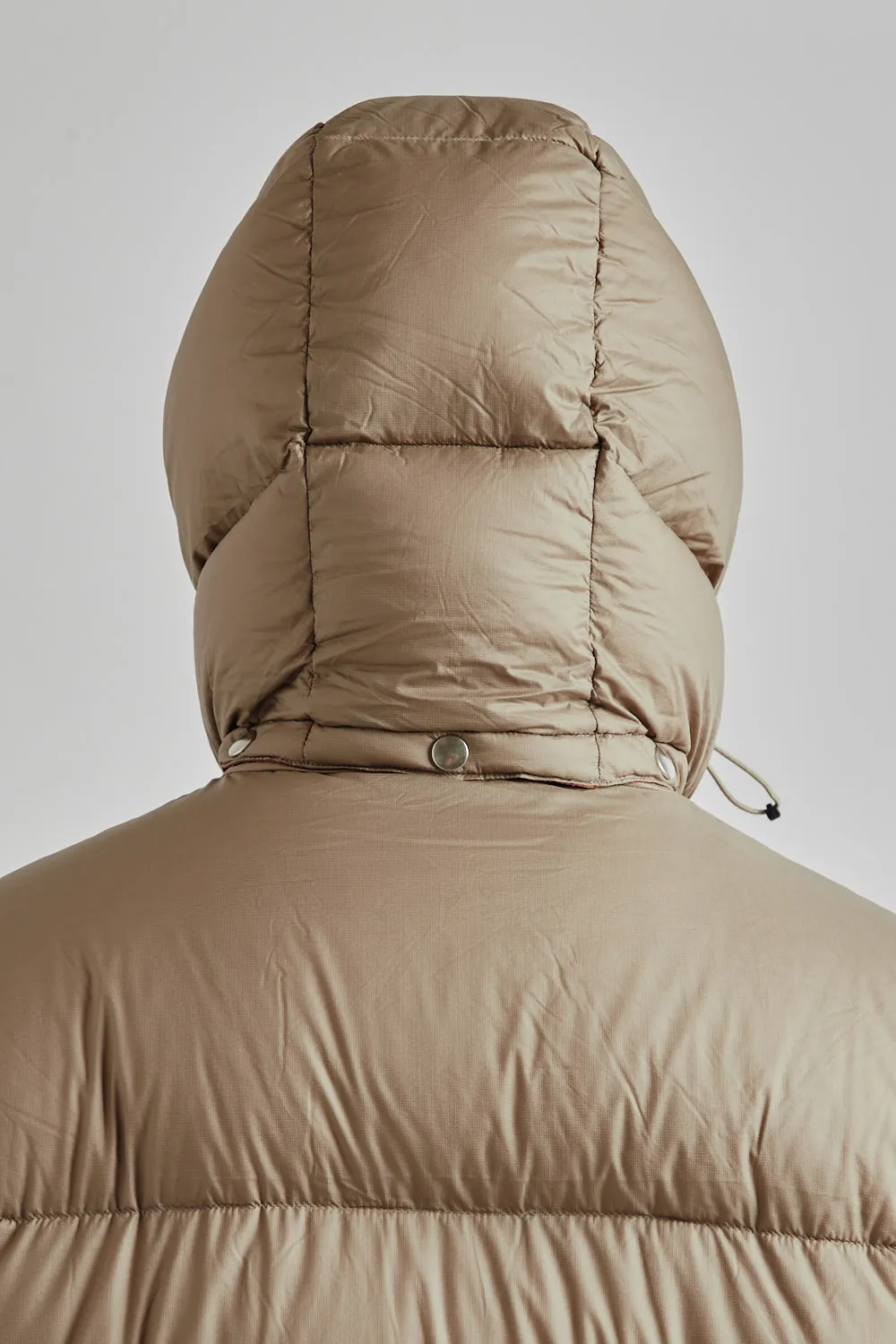 is-ness × NANGA Hooded Down Puffer Jacket - Beige