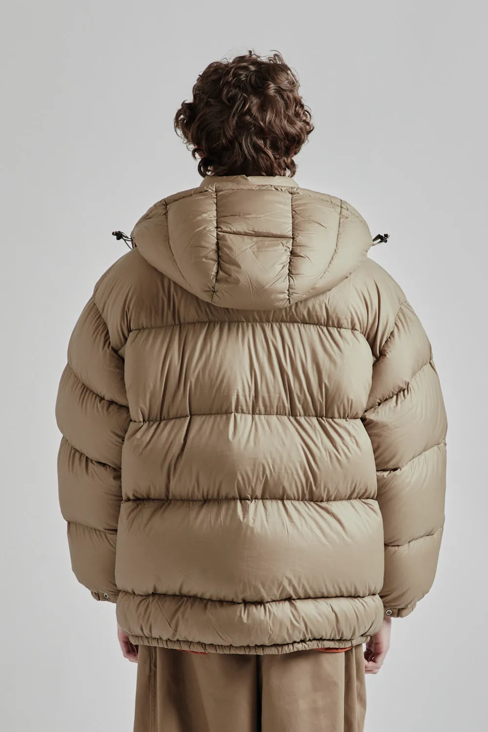 is-ness × NANGA Hooded Down Puffer Jacket - Beige