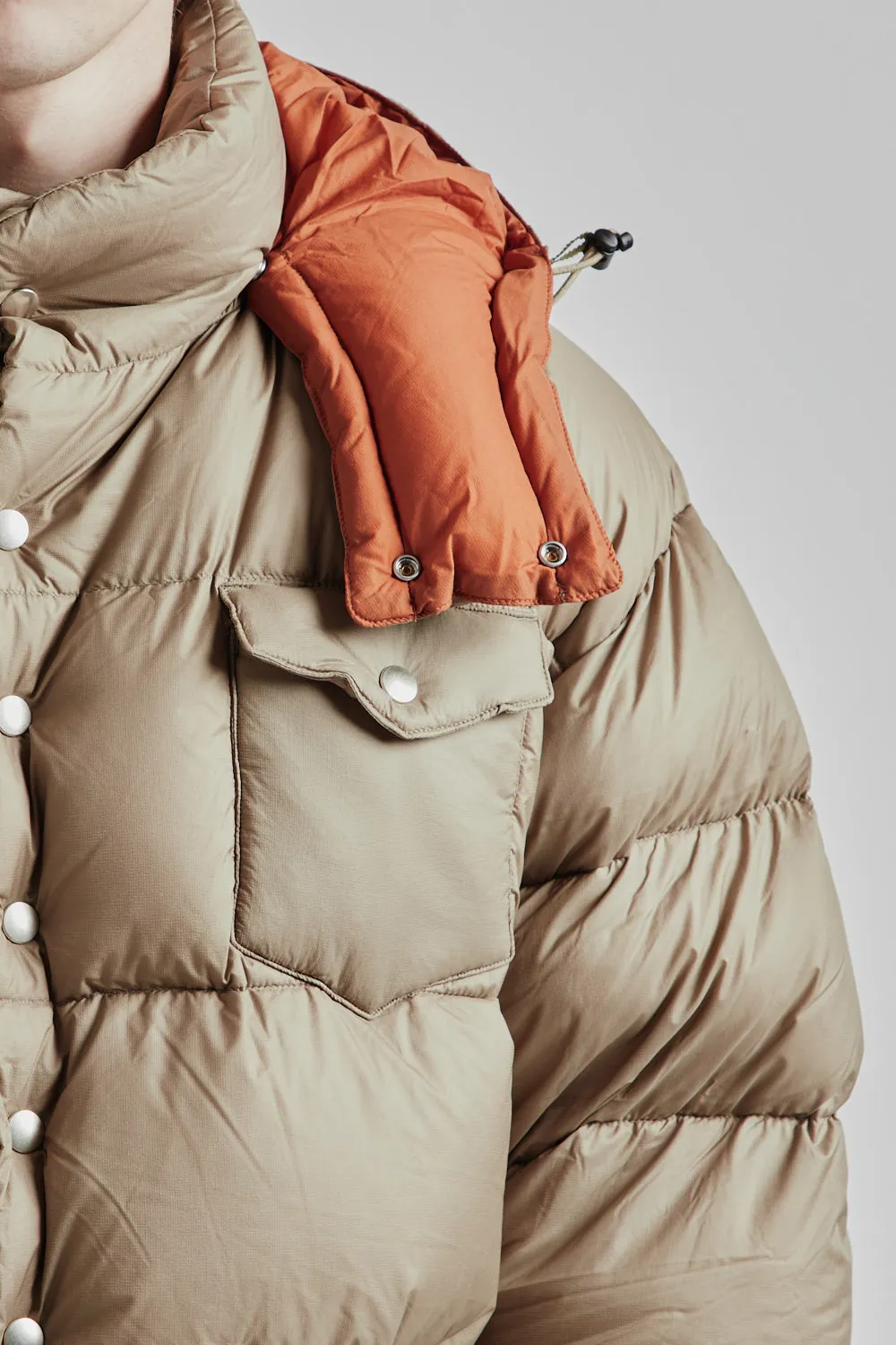 is-ness × NANGA Hooded Down Puffer Jacket - Beige