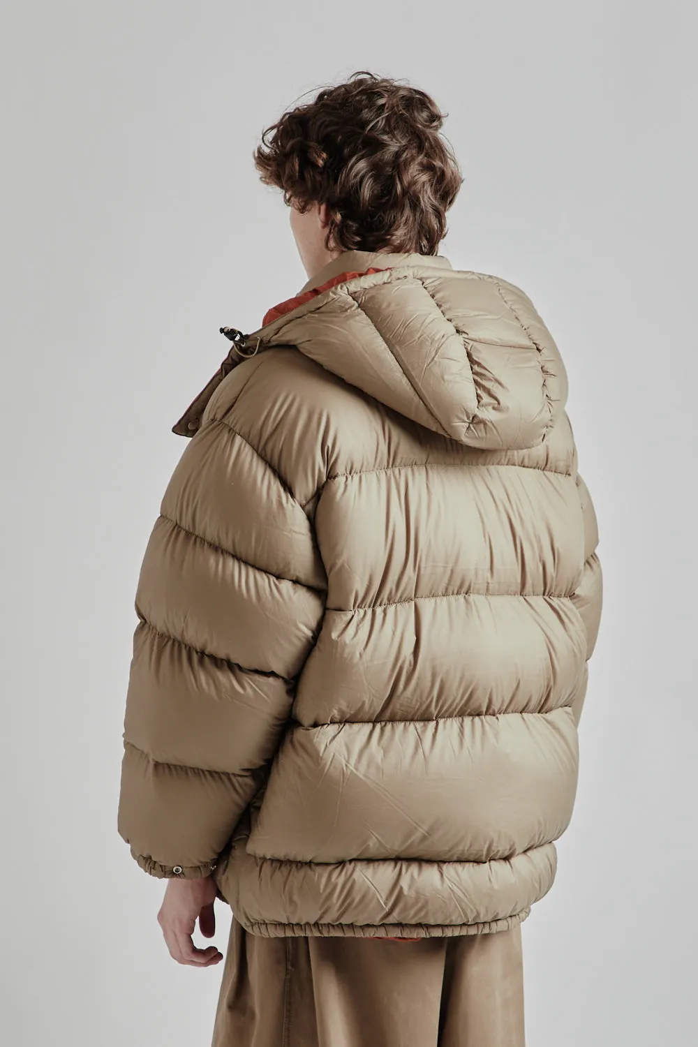 is-ness × NANGA Hooded Down Puffer Jacket - Beige