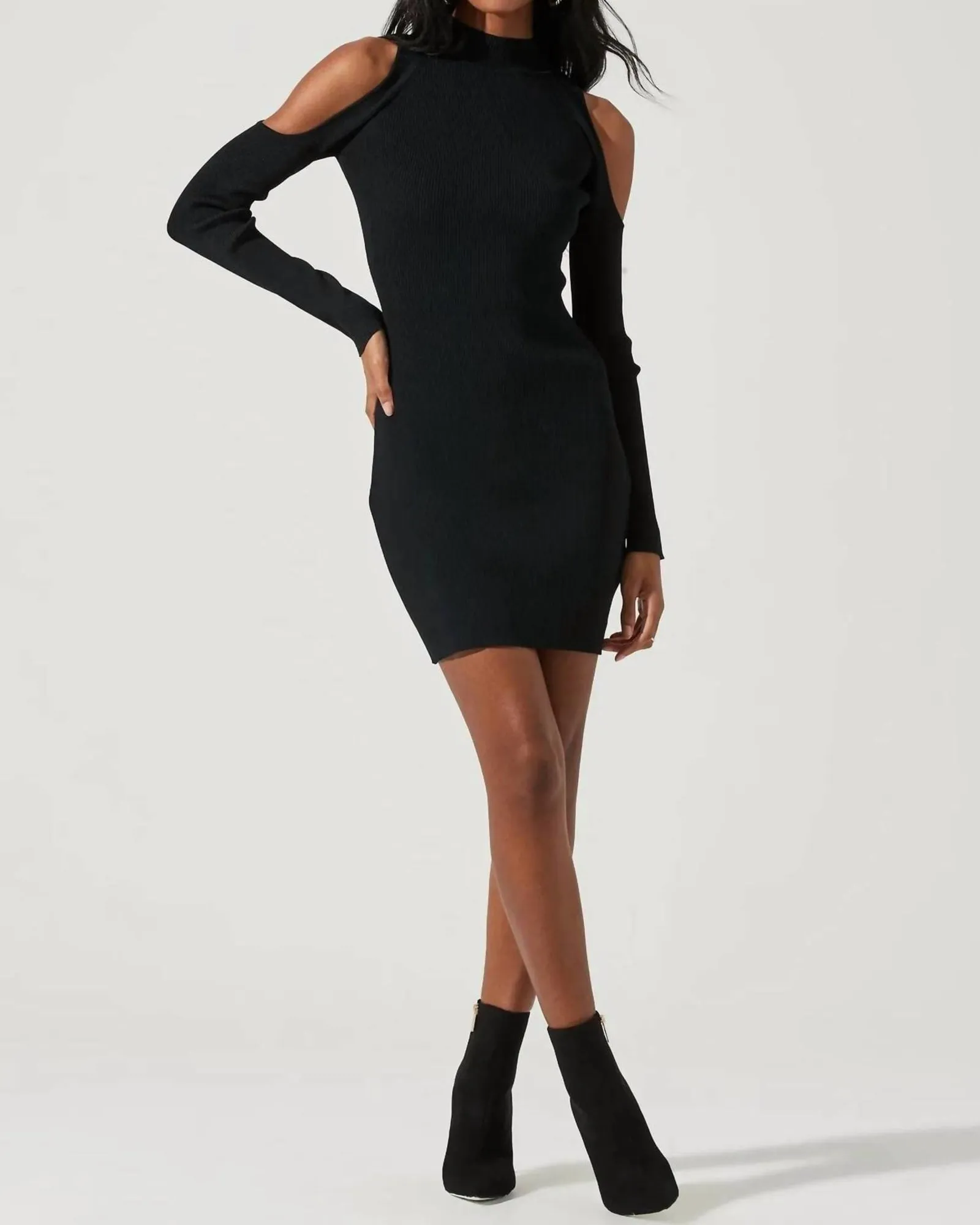 Kade Shoulder Cutout Mini Dress In Black | Black