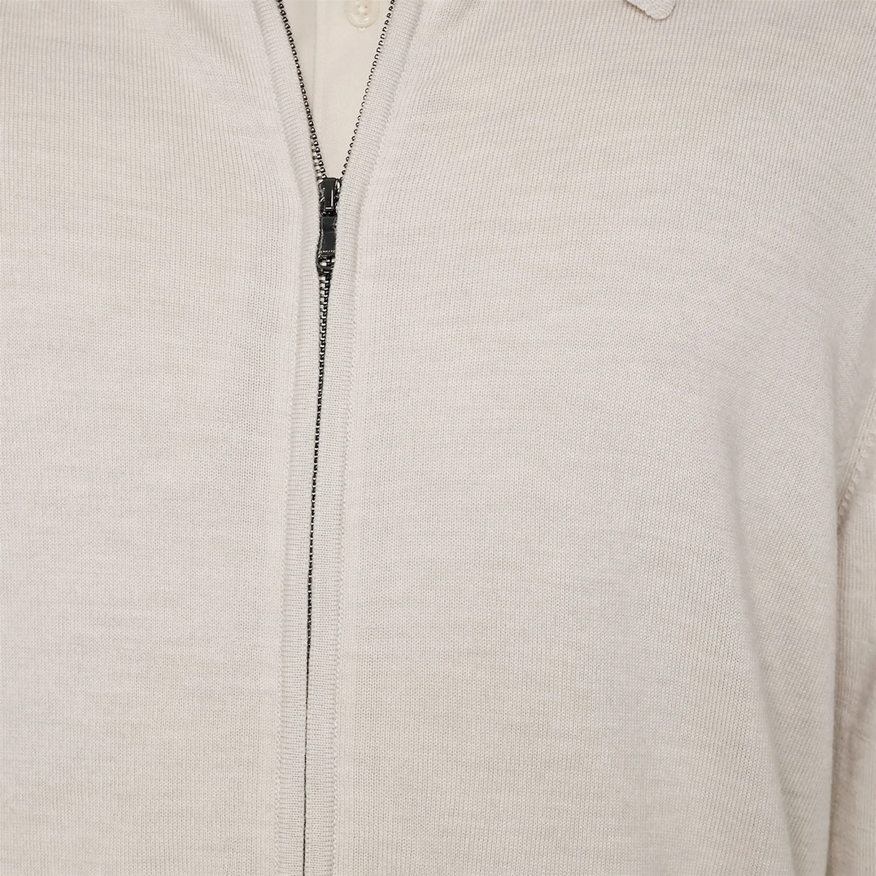 Kaleb Merino Full Zip Cardigan Moonbeam Melange - AW24