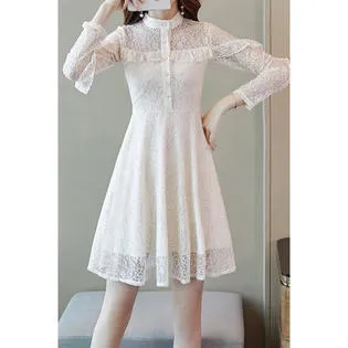 Ketty More Women Shining Lace Full Sleeve Collar Neck Winter Dress-KMWDC60212