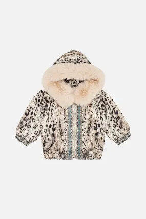 KIDS REVERSIBLE PUFFER WITH REMOVABLE FUR TRIM  12-14 SNOW WHISPERS