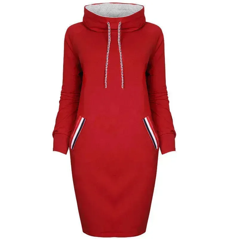 Ladies Winter Hooded Slim Fit Sweatshirt Dress