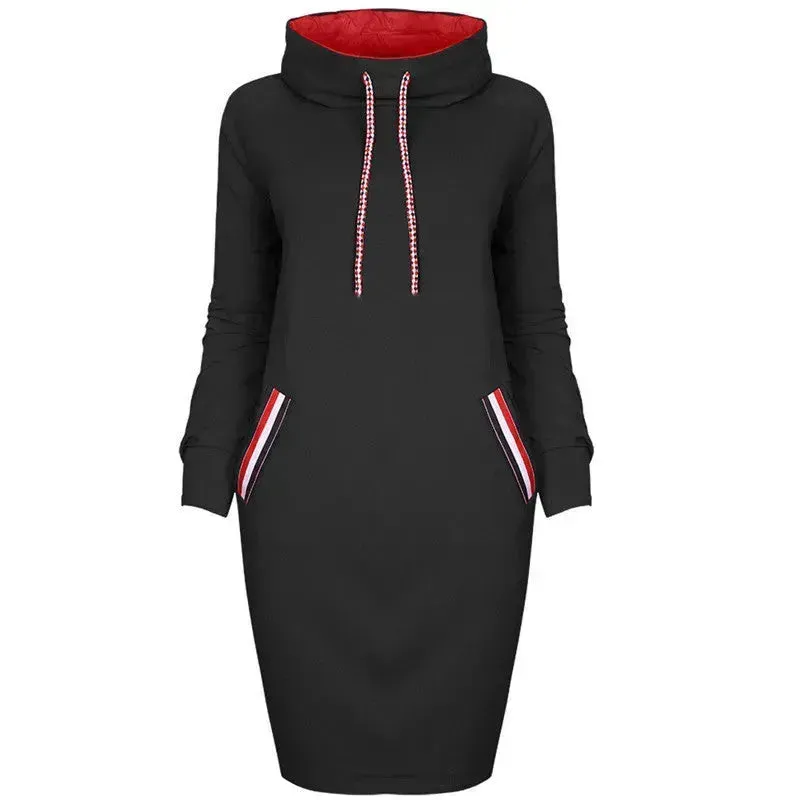 Ladies Winter Hooded Slim Fit Sweatshirt Dress