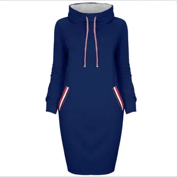 Ladies Winter Hooded Slim Fit Sweatshirt Dress