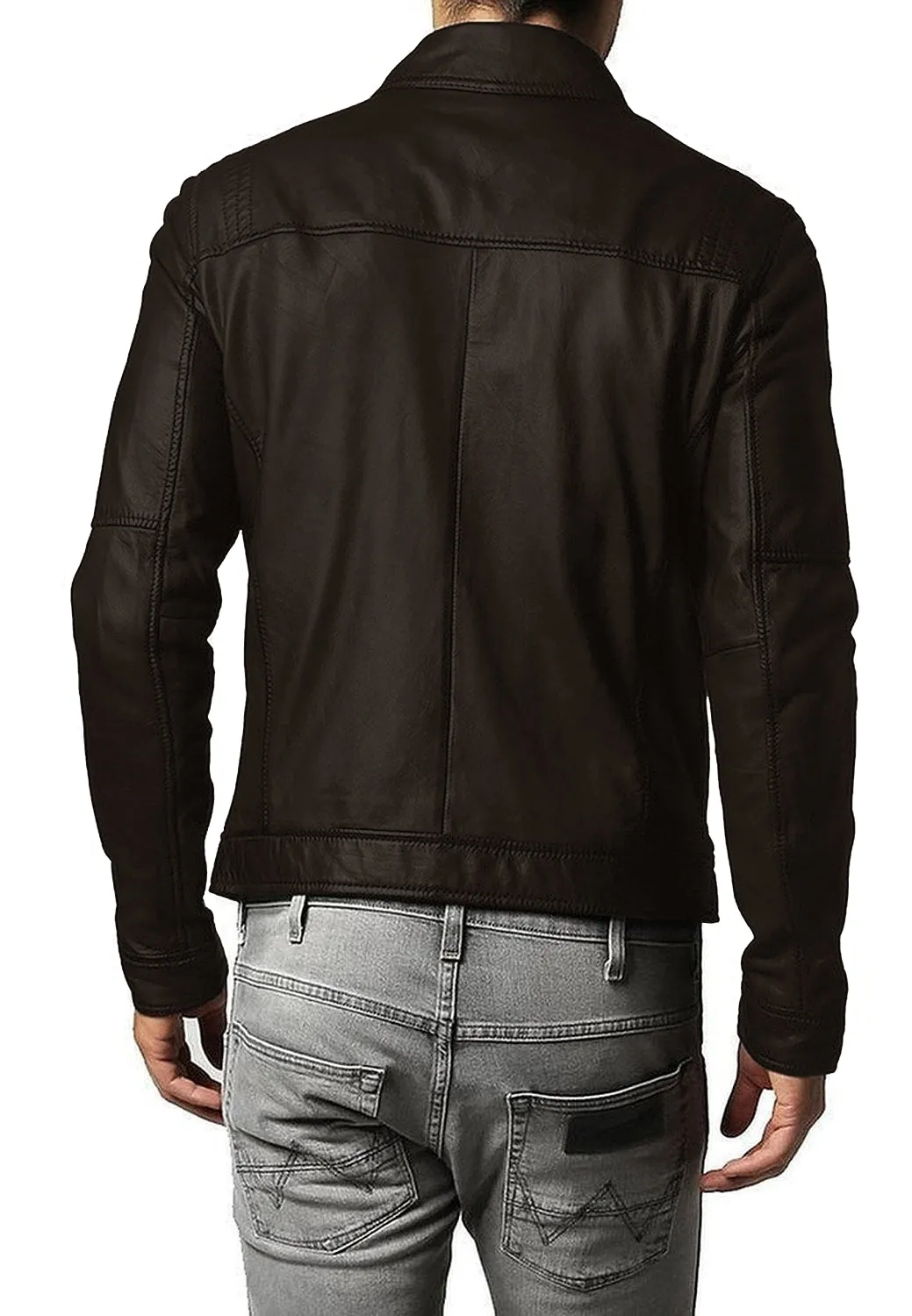 Leather Jackets Hub Mens Genuine Lambskin Leather Jacket (Black, Aviator Jacket) - 1501093