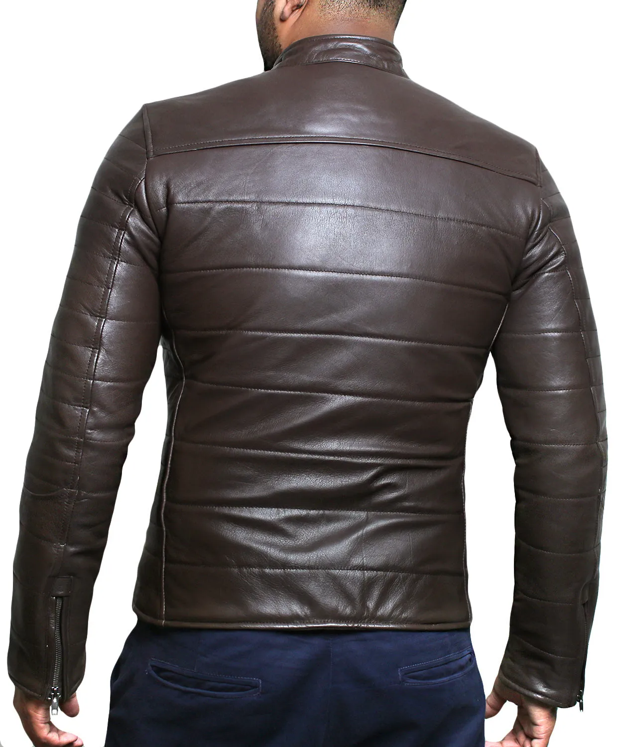 Leather Jackets Hub Mens Genuine Lambskin Leather Jacket (Black, Racer Jacket) - 1501139