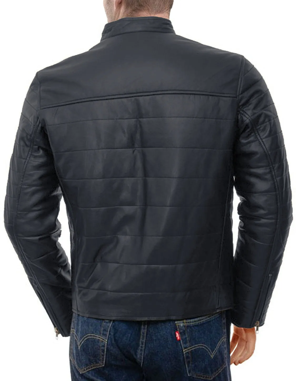 Leather Jackets Hub Mens Genuine Lambskin Leather Jacket (Black, Racer Jacket) - 1501139