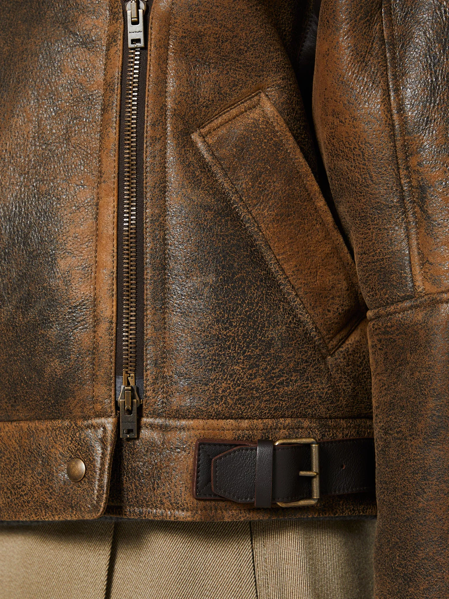 Leather Shearling Jacket in Brown